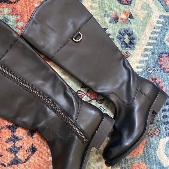 Frye black leather boot riding boots Jayden D Ring tall winter boot 6.5 - Picture 6 of 16